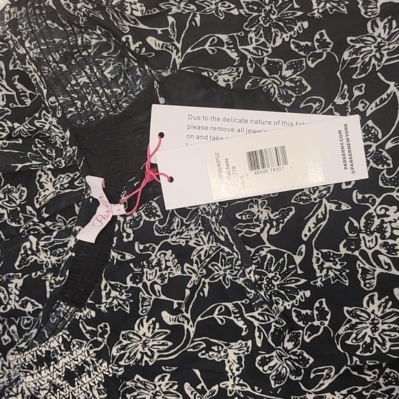 NWT PARKER Lindsay Smocked Fit & Flare Mini Dress Black Small - Picture 6 of 7